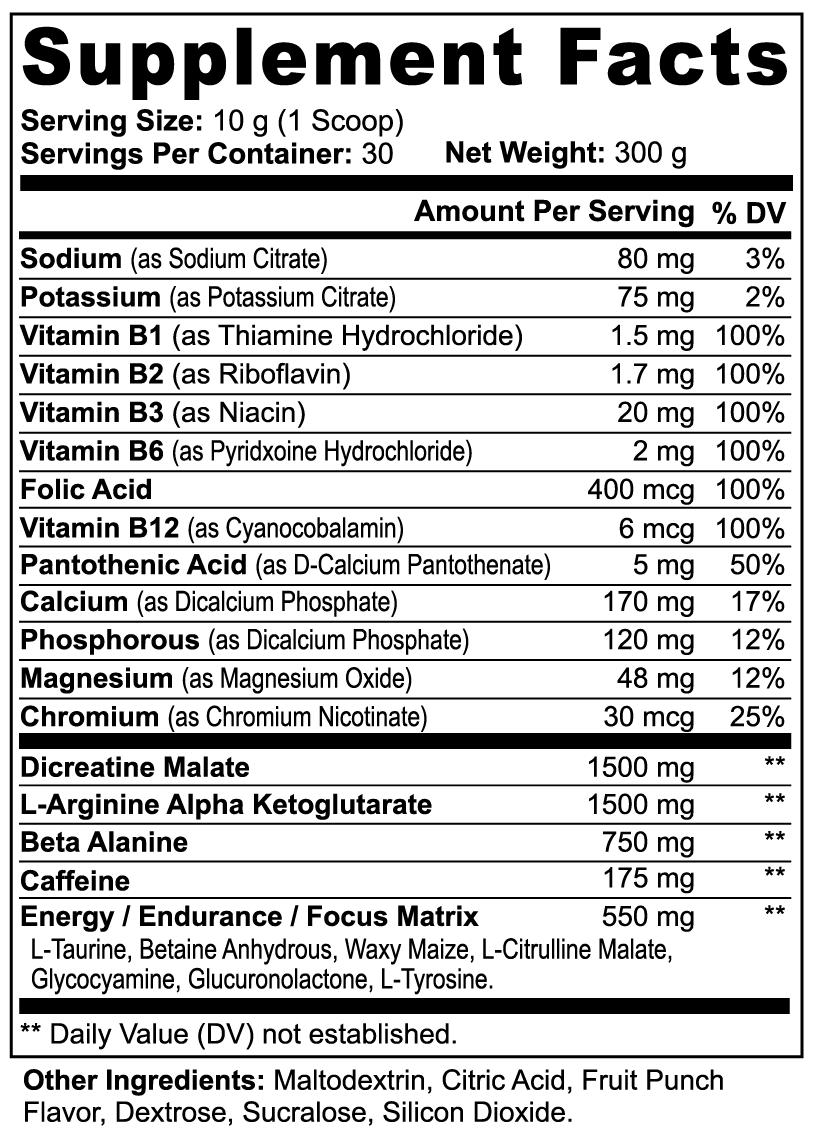 LOCKED IN Nitric Shock Pre-Workout Powder (Fruit Punch)