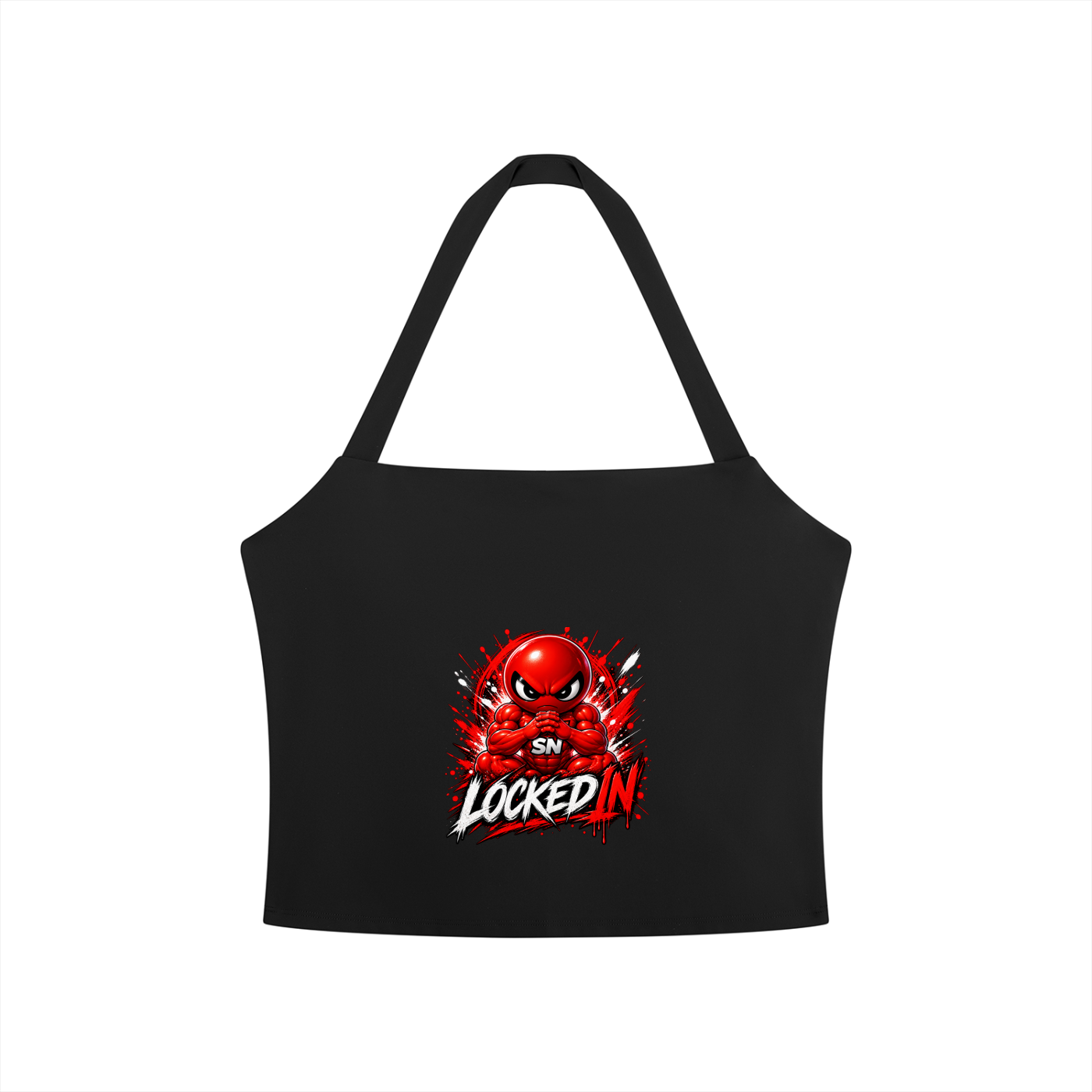Women's LOCKED IN Halter Crop Sports Bra